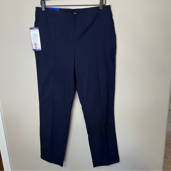 NWT Hilary Radley Women's Pull-On Mid Rise Slim Leg Pants Navy Blue size large - Picture 4 of 11
